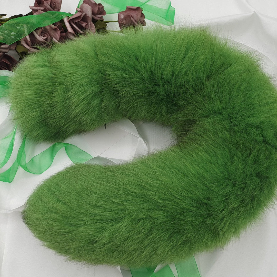 Green Fluffy Fox Fur Tail Butt Plug
