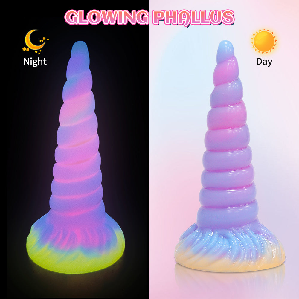 7 Inch Glow In The Dark Tapered Unicorn Butt Plug