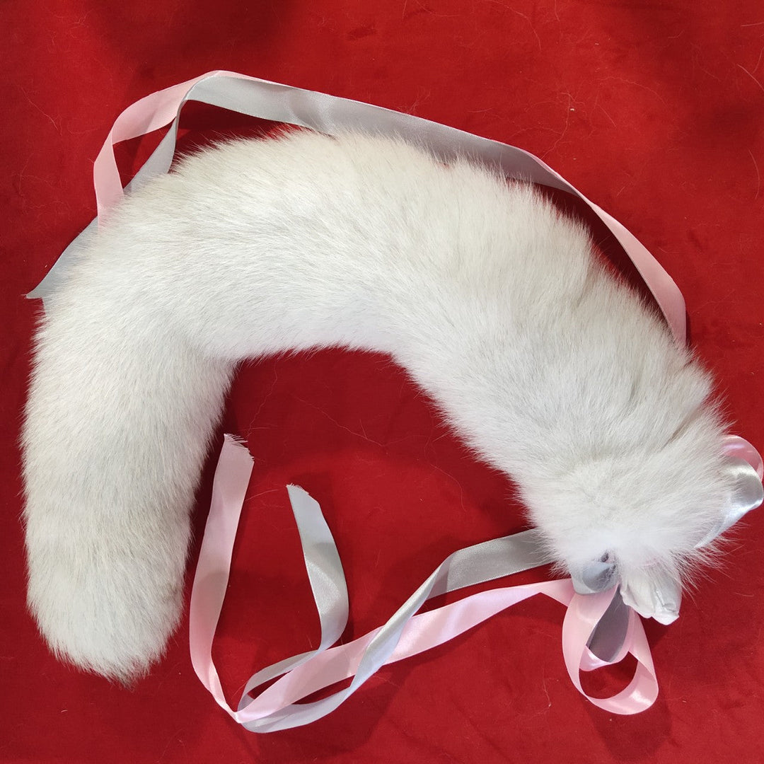White Furry Fox Tail Butt Plug