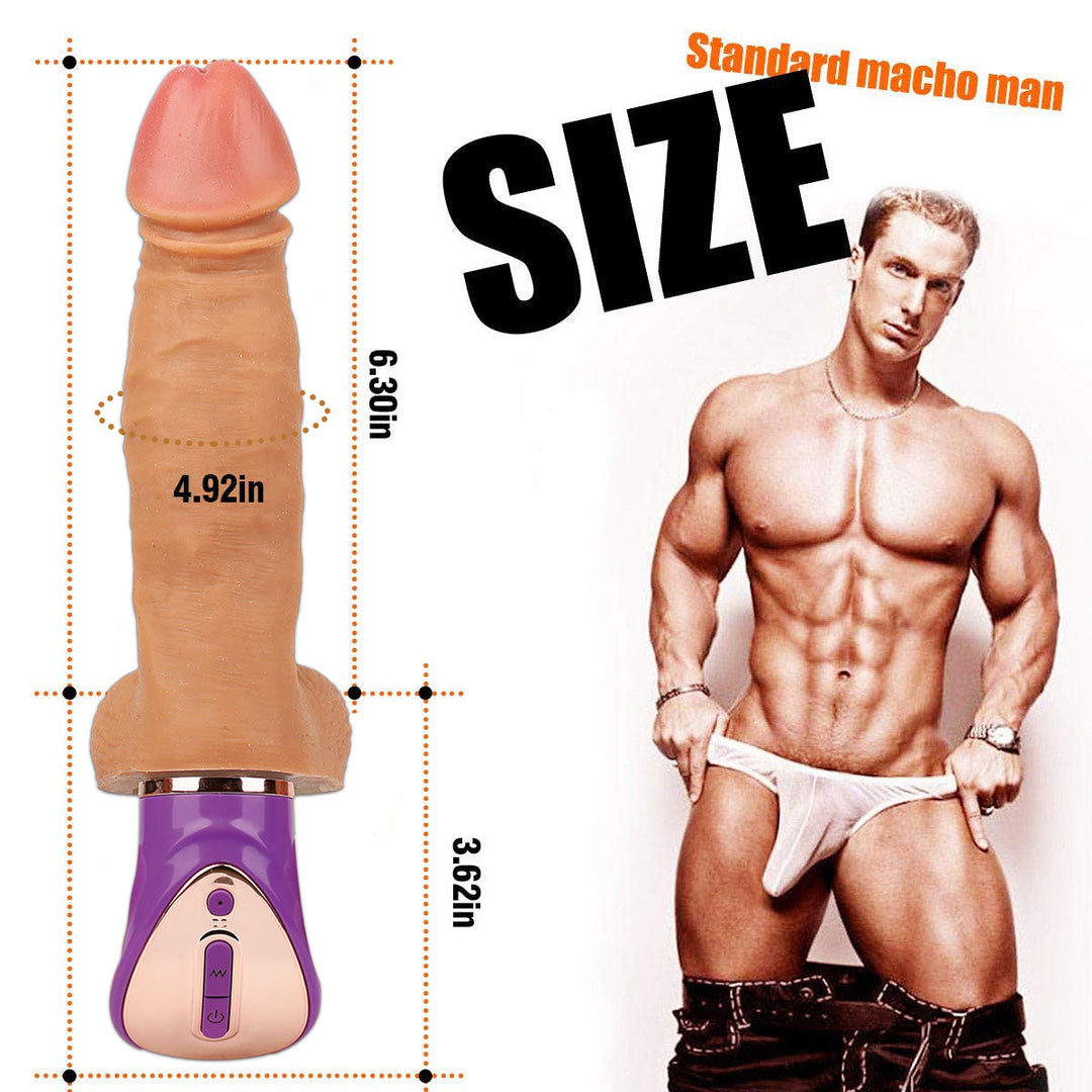 Heated Vibrating With Handle Thrusting Dildo