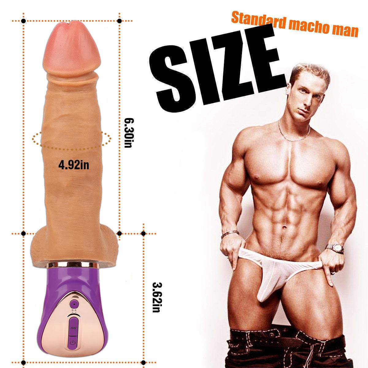 Heated vibrating with handle thrusting dildo