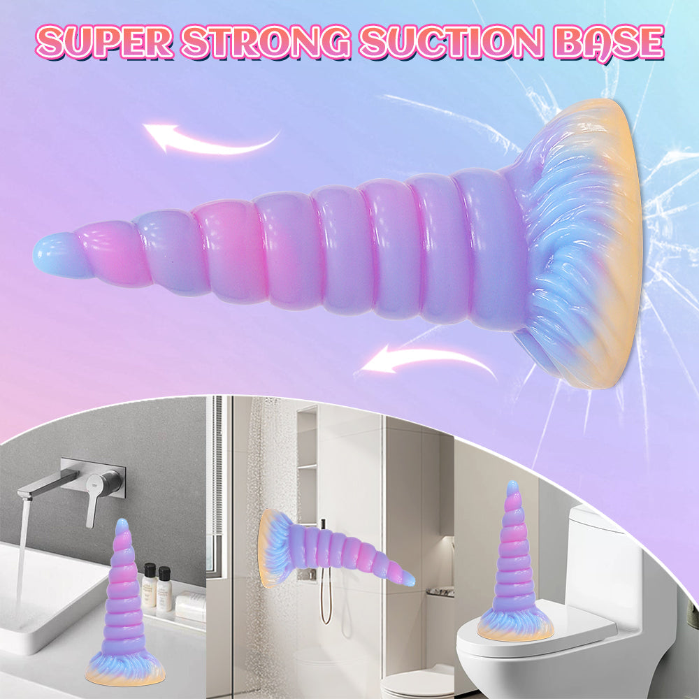 7 Inch Glow In The Dark Tapered Unicorn Butt Plug