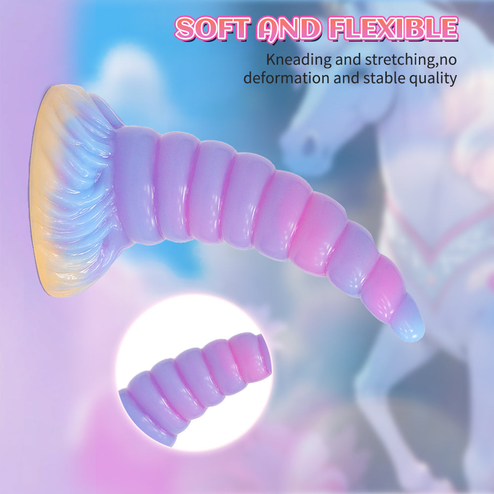 7 Inch Glow In The Dark Tapered Unicorn Butt Plug