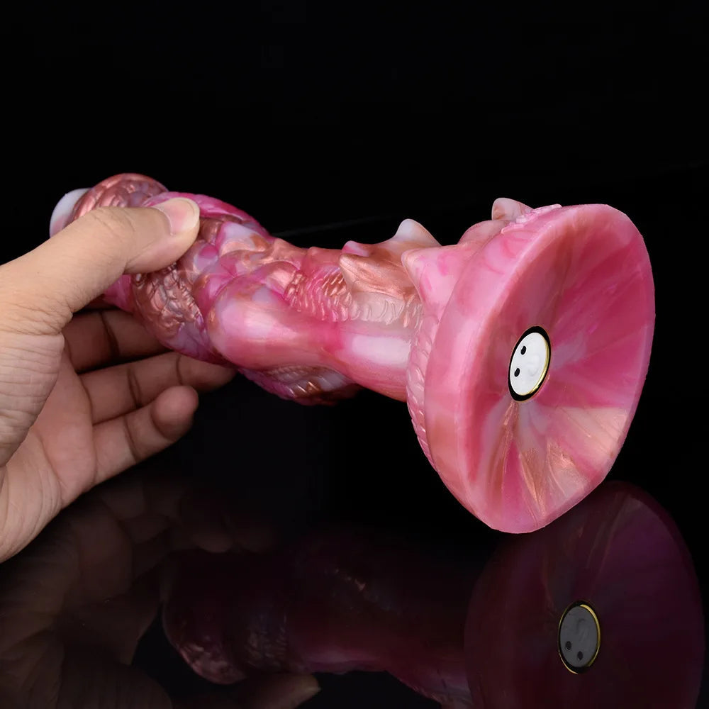 Pink remote control vibraing dragon dildo