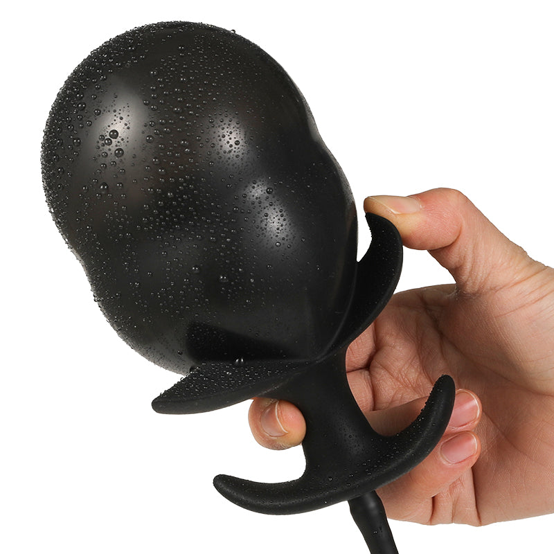 Black petal blossom inflatable butt plug