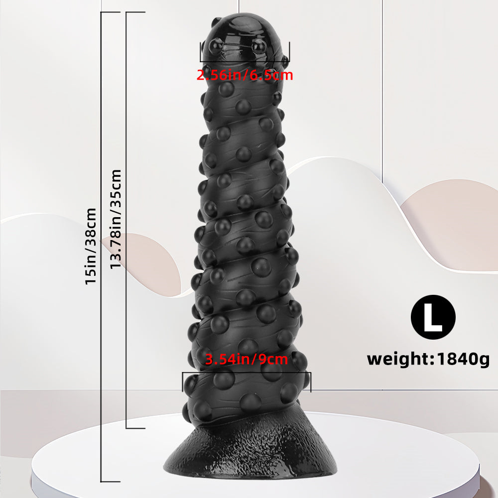 Black textured knobbed large butt plug