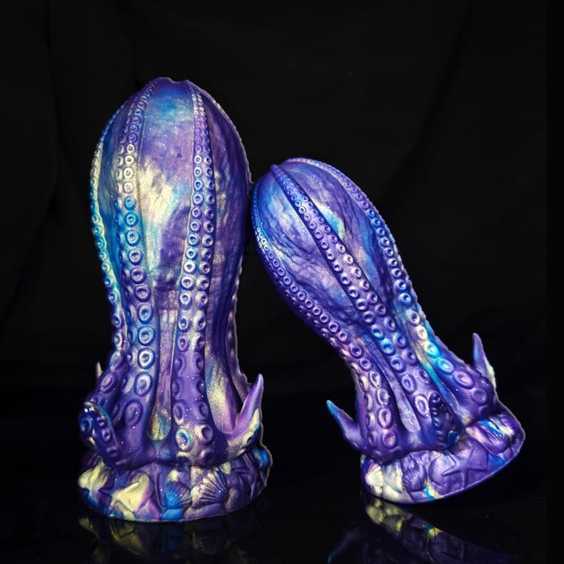 Blue alien tentacle huge butt plug