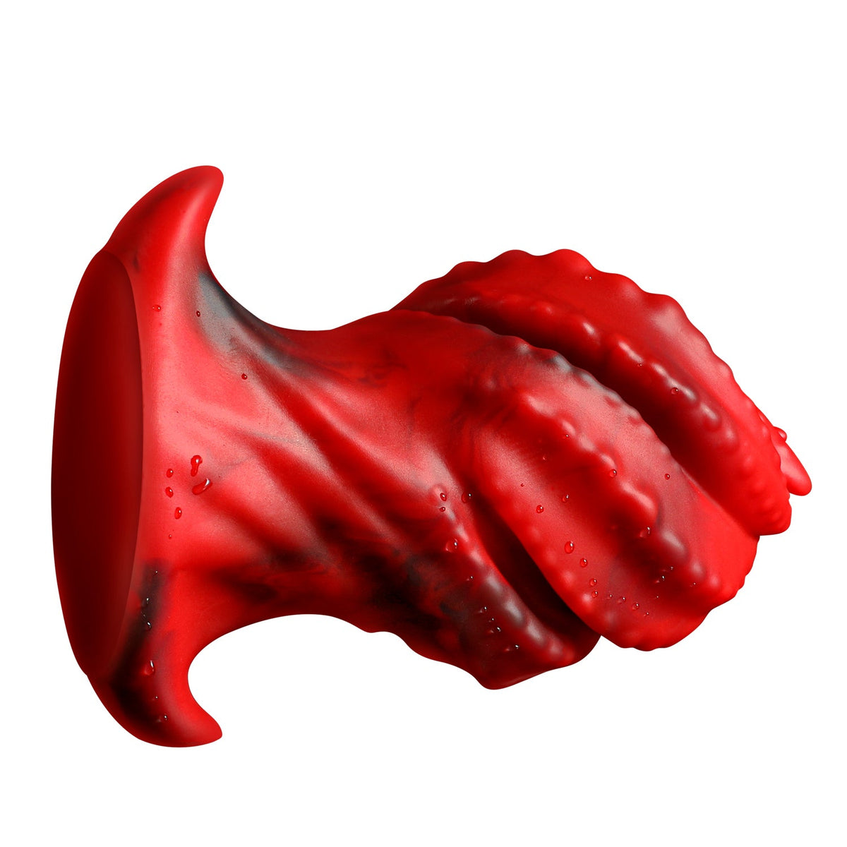 Red threaded silicone huge butt plug