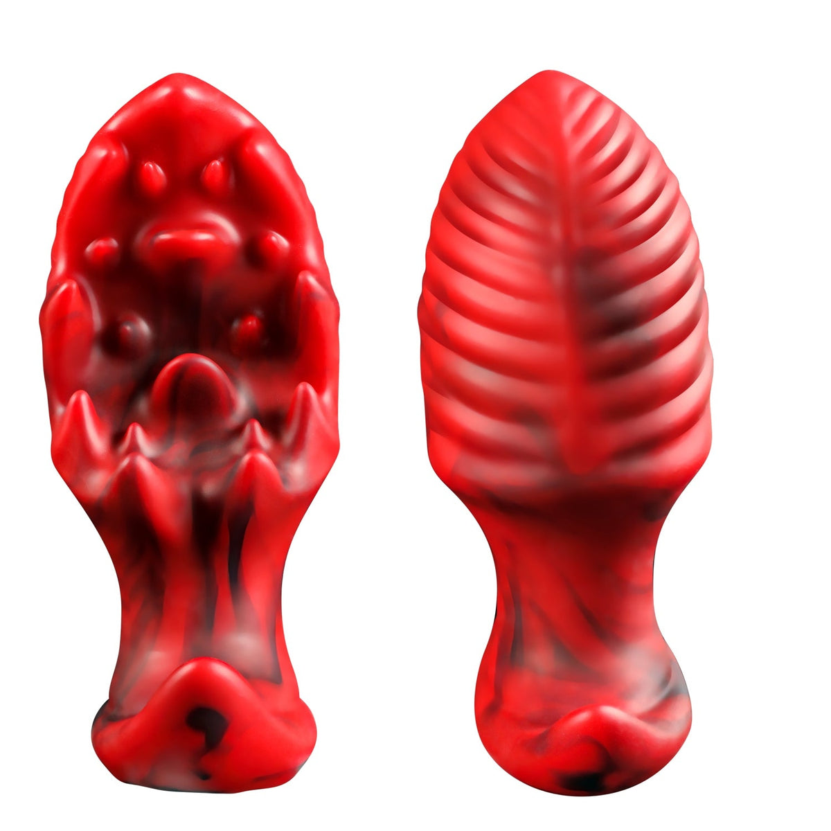 Red spiked texture huge butt plug