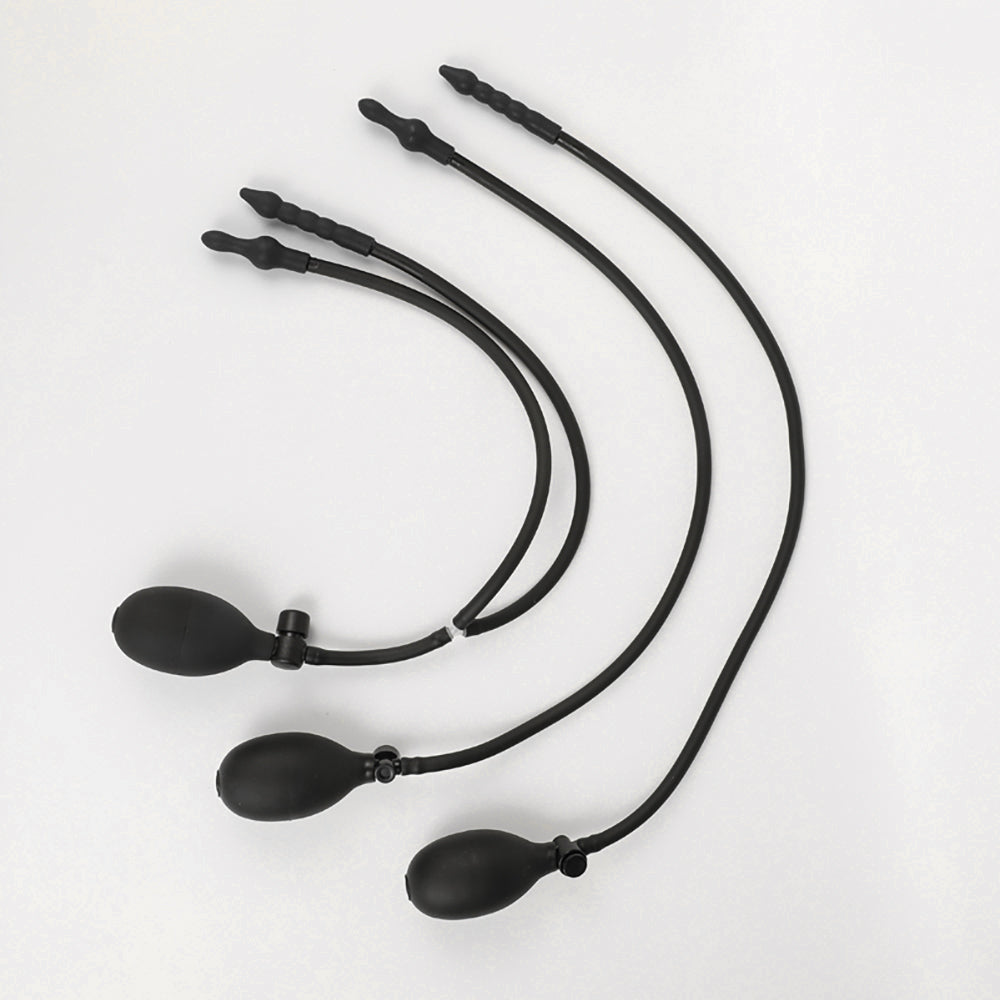 Double head pulling beads inflatable butt plug
