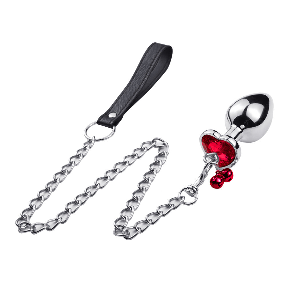 Heart Shaped Bell with Leash Jeweled Butt Plugs