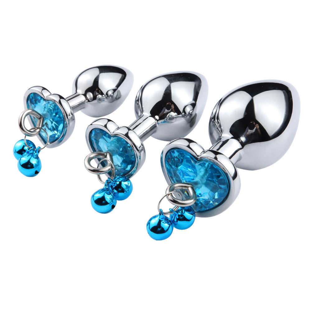 Heart shaped bell with leash jeweled butt plugs