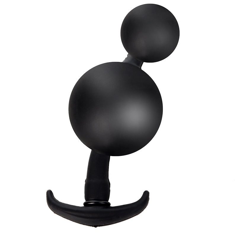 Black built in steel ball inflatable butt plug
