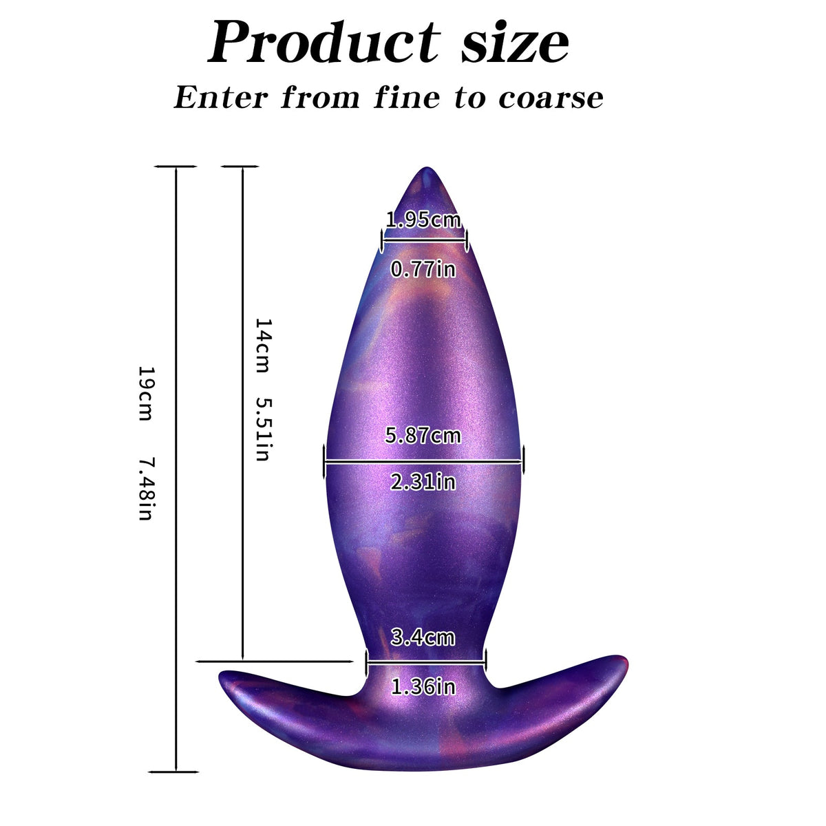 Tapered anal plug purple silicone set