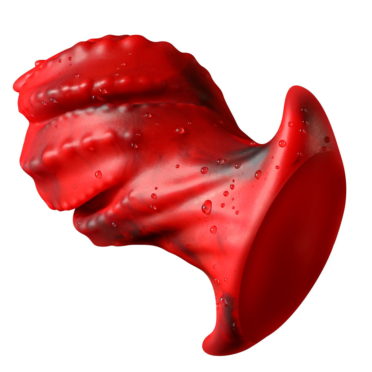 Red threaded silicone huge butt plug