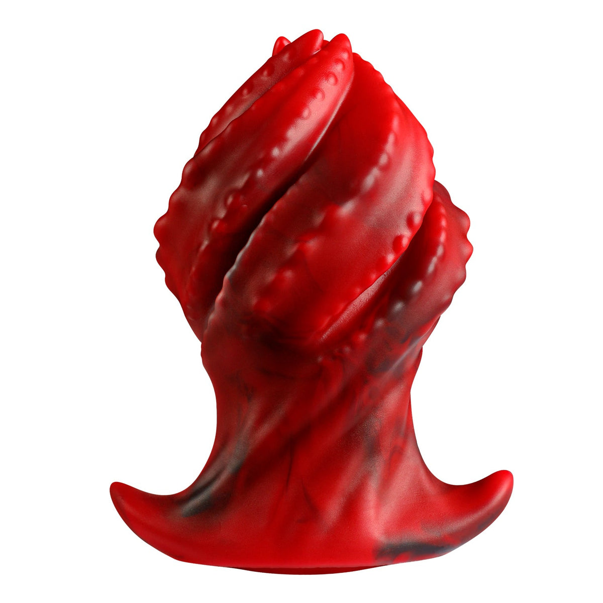 Red threaded silicone huge butt plug