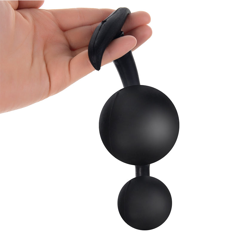 Black built in steel ball inflatable butt plug