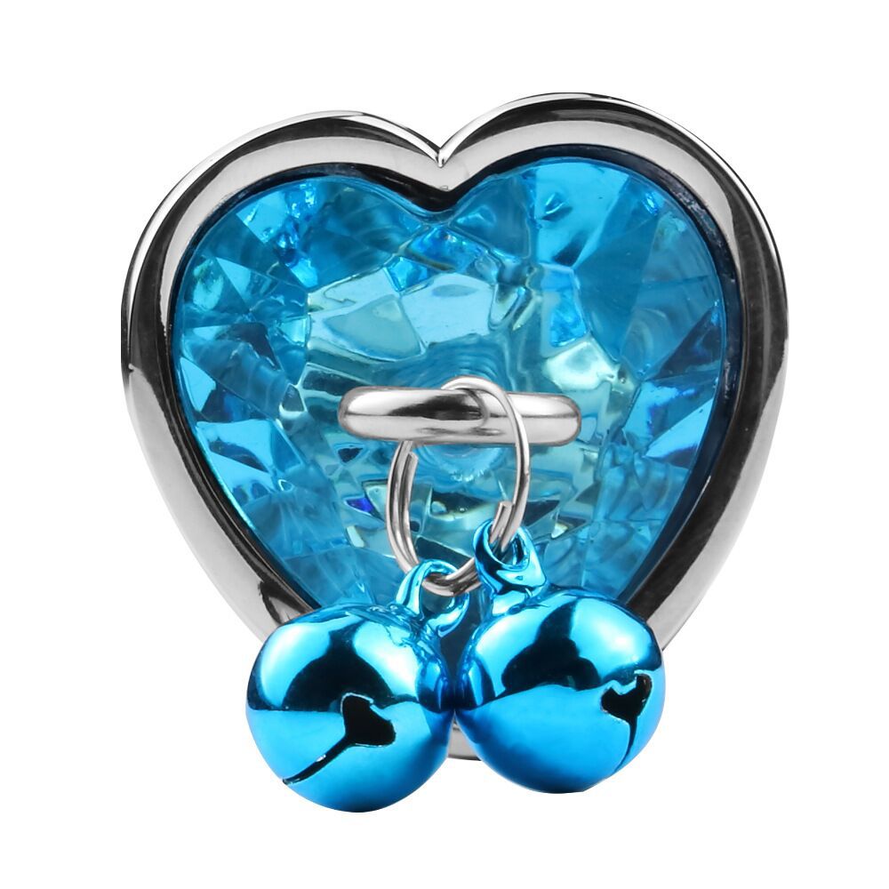 Heart shaped bell with leash jeweled butt plugs