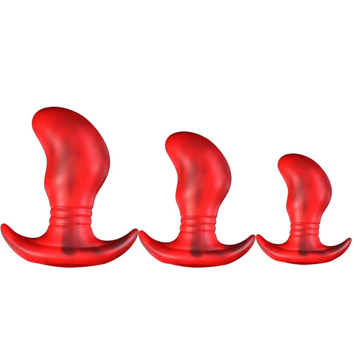 Red silicone ball large butt plug sets