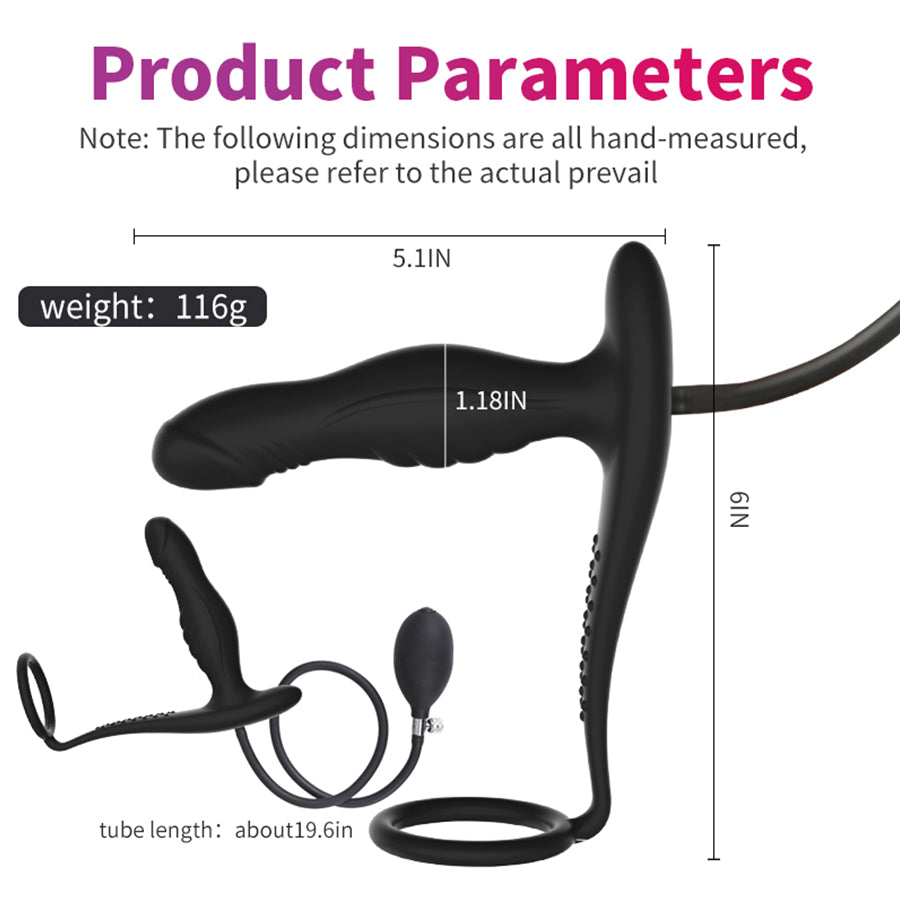 Silicone penis ring inflatable butt plug