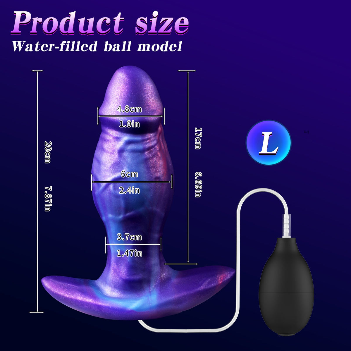 Purple penis silicone squirting large butt plug