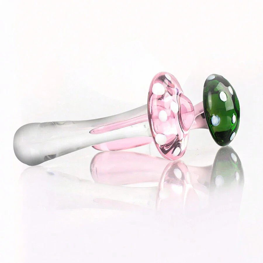 Mushroom 5 Inch Small Glass Butt Plug