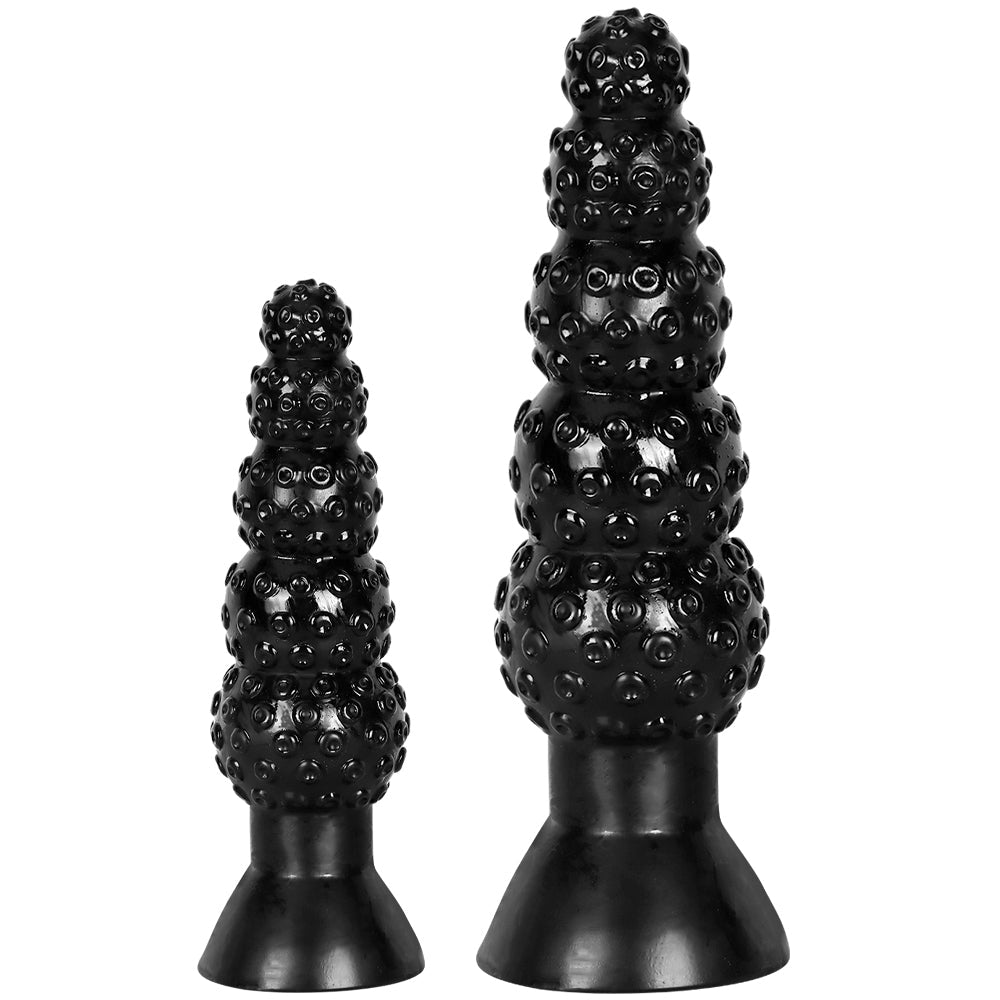 Black Giant Beaded Textured Anal Plug