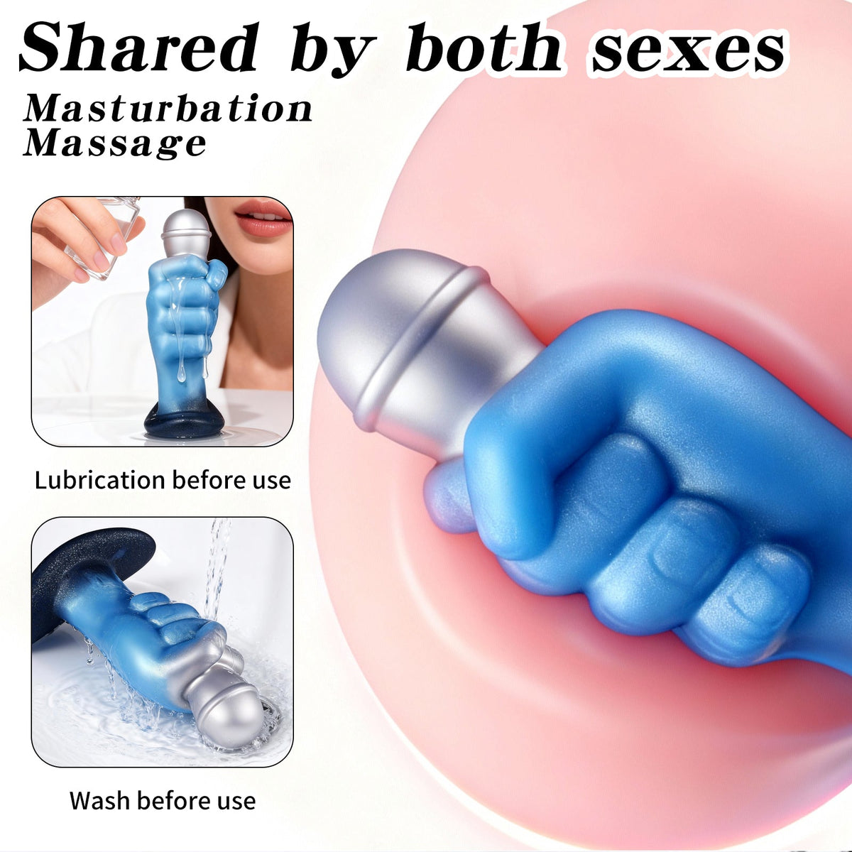 Blue fist microphone silicone butt plug sets