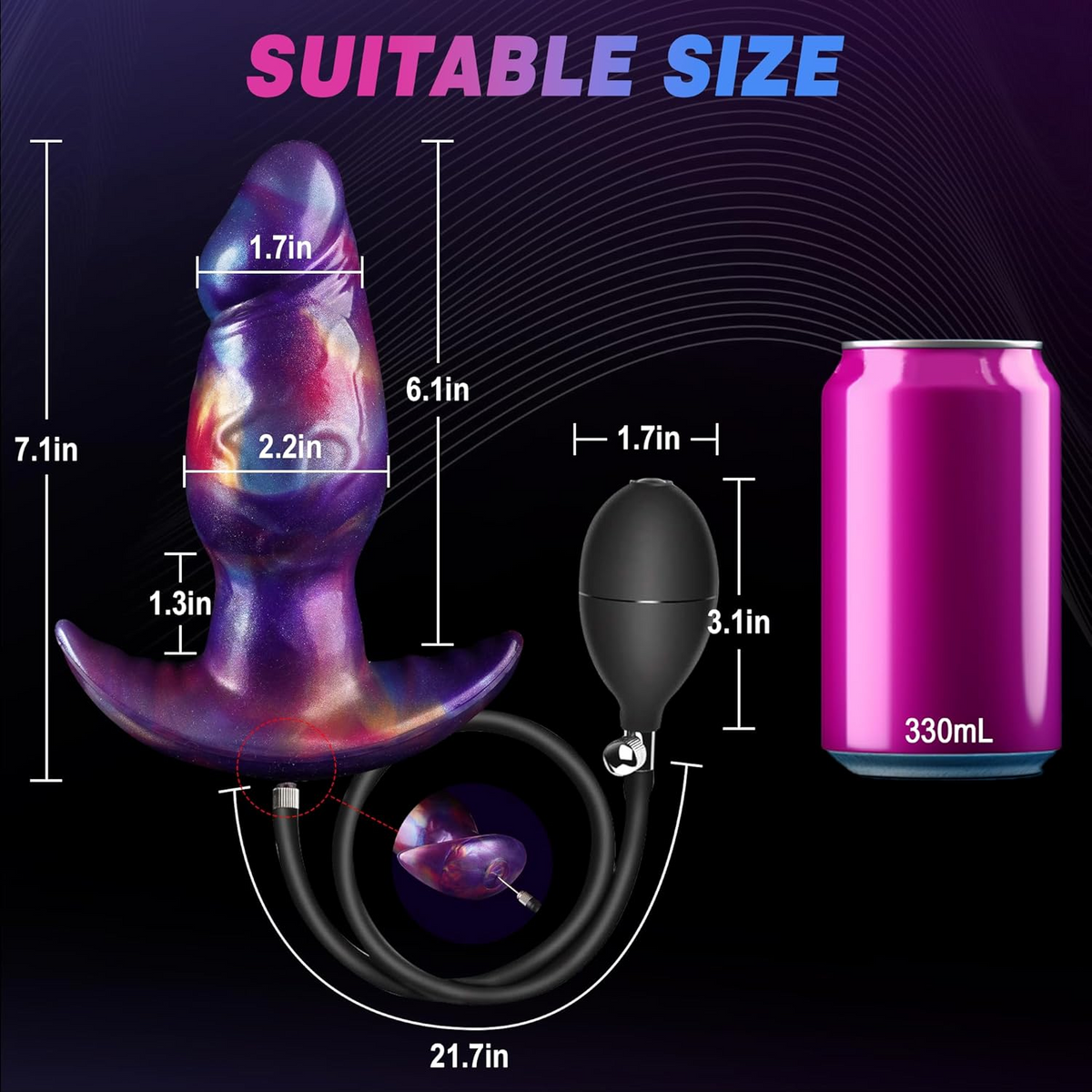 2 inch wide silicone big inflatable butt plug