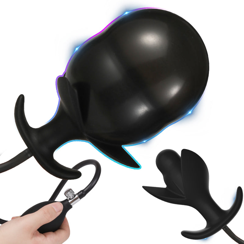 Black petal blossom inflatable butt plug