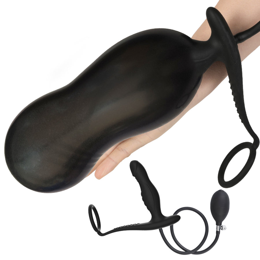 Silicone penis ring inflatable butt plug