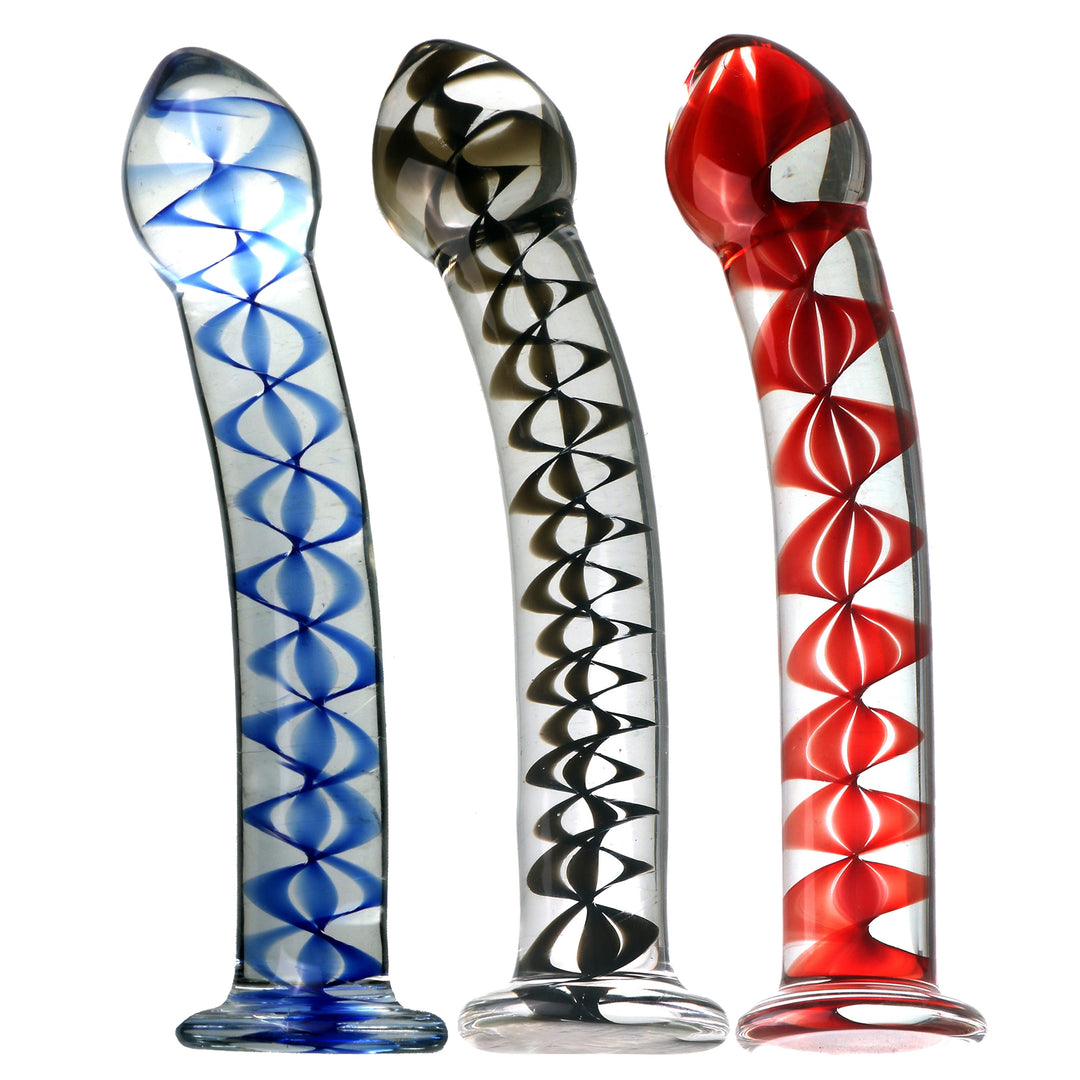 Curved Anal Toy With Pattern Inside Glass Butt Plug