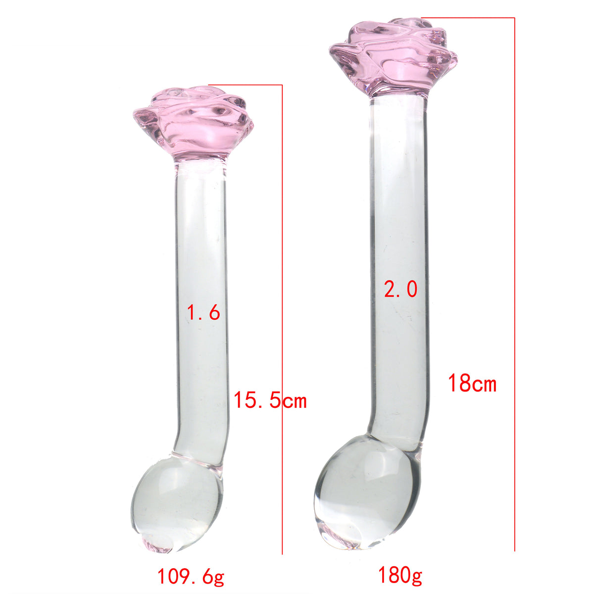 Pink rose clear smooth massager glass butt plug