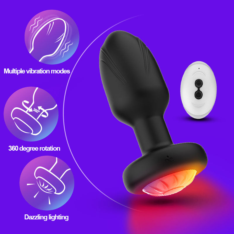Remote control 360° twisting vibrating butt plug