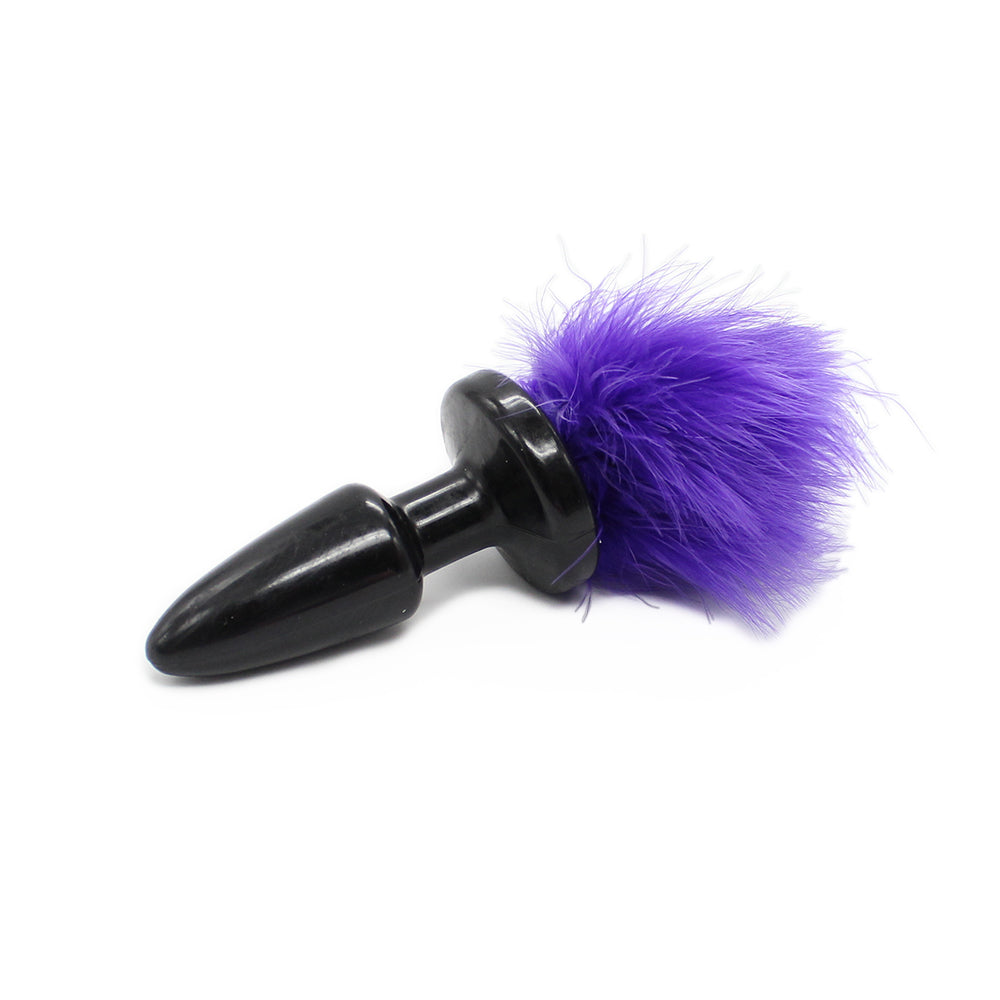 Black silicone sexy bunny tail butt plug