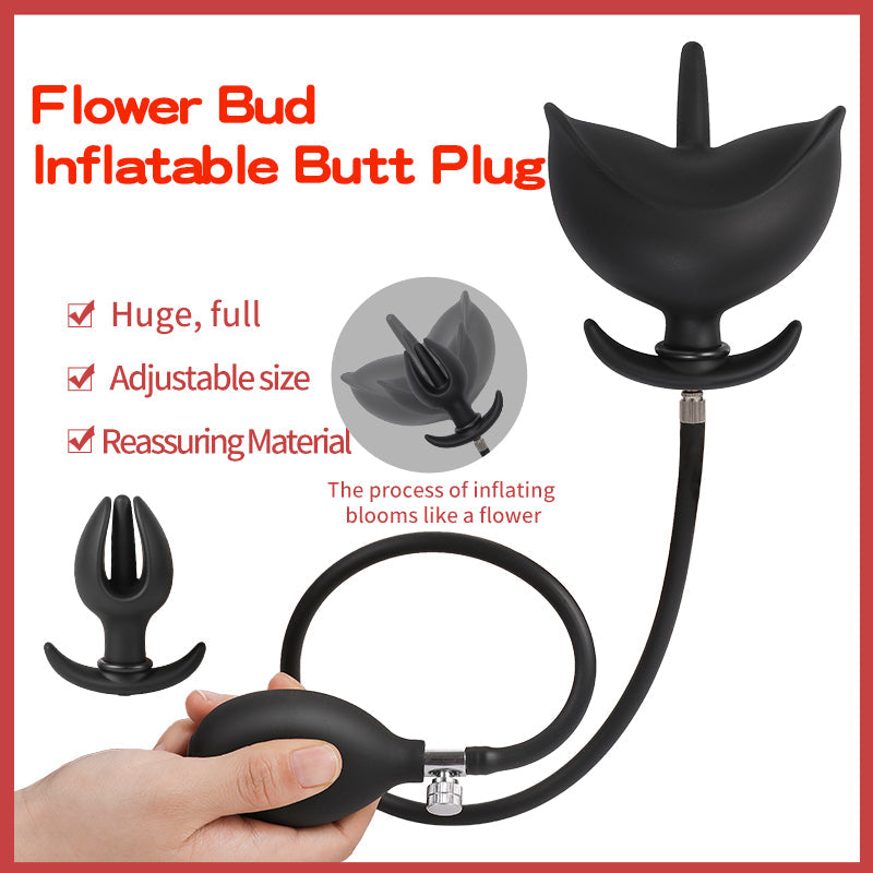 Silicone soft flower bud inflatable butt plug