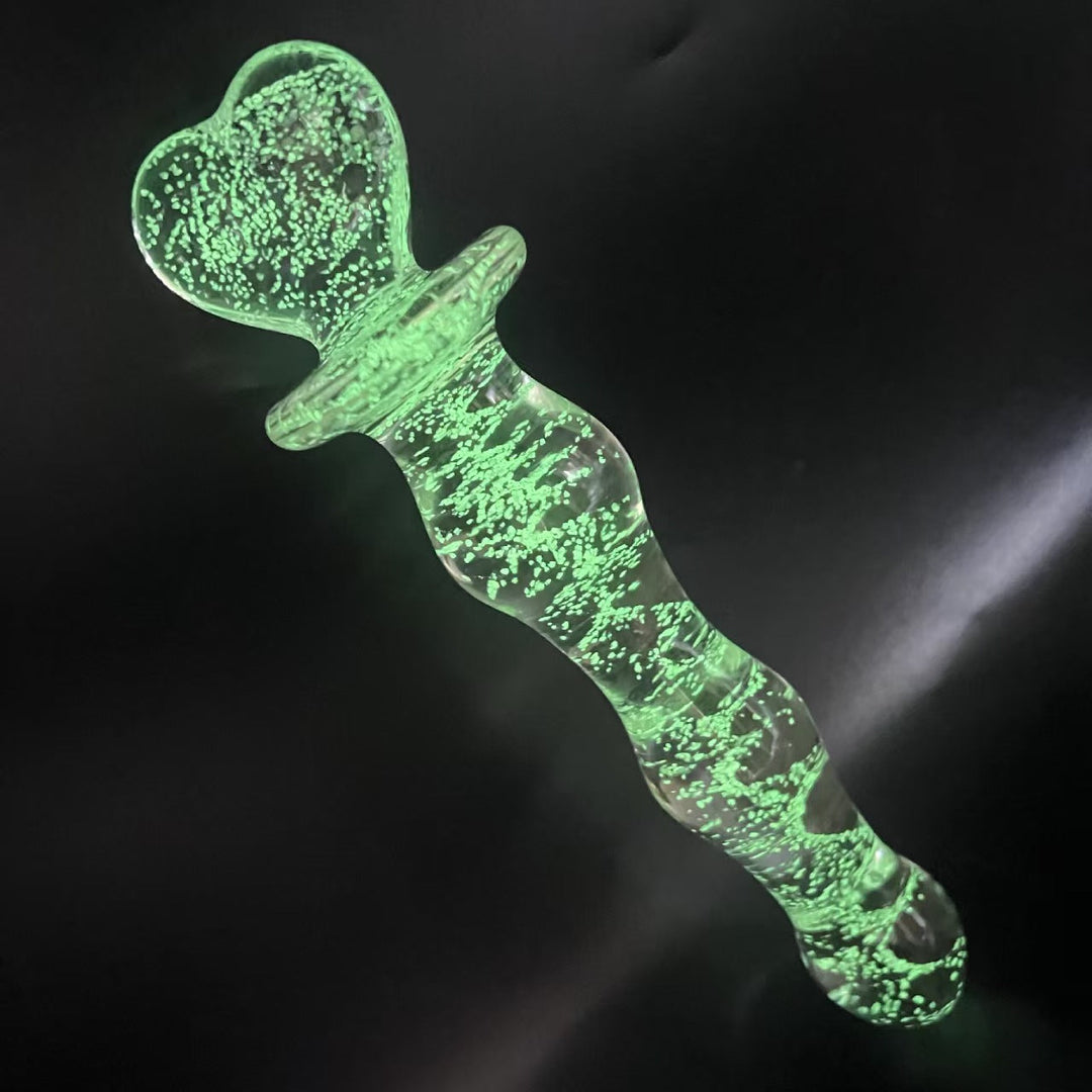 Heart Glass Butt Plug 7 Inch Luminous Fairy Wand