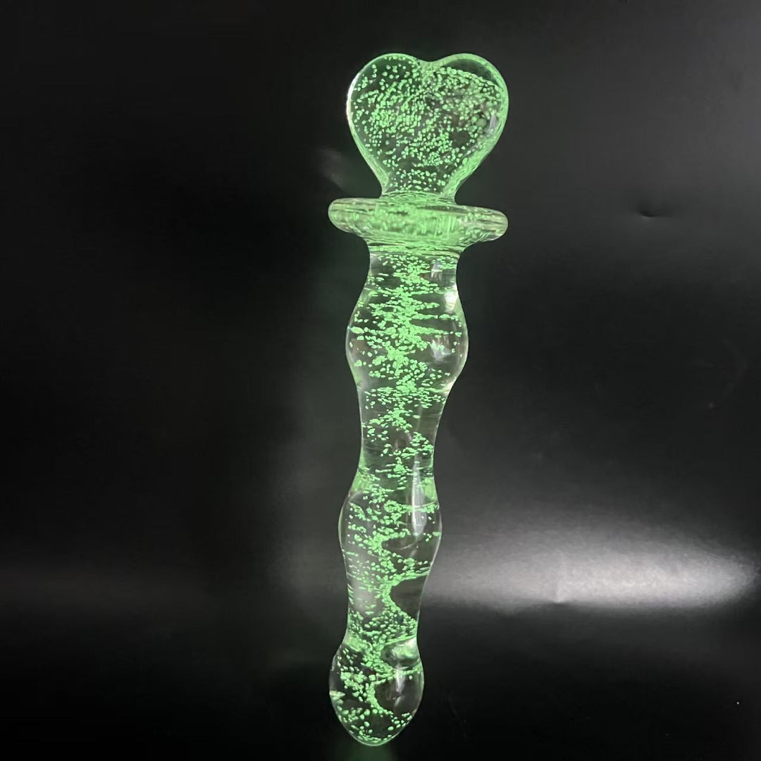 Heart Glass Butt Plug 7 Inch Luminous Fairy Wand