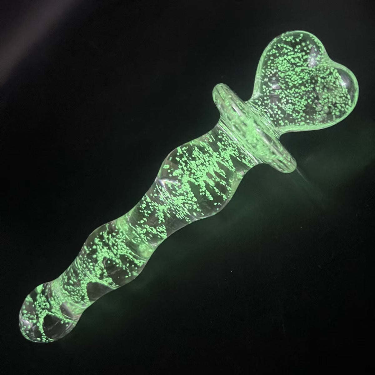 Heart glass butt plug 7 inch luminous fairy wand