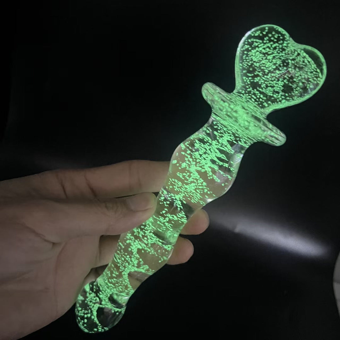 Heart Glass Butt Plug 7 Inch Luminous Fairy Wand