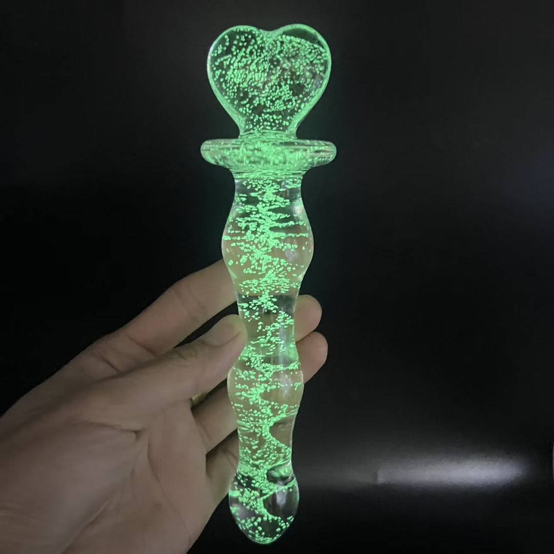 Heart Glass Butt Plug 7 Inch Luminous Fairy Wand