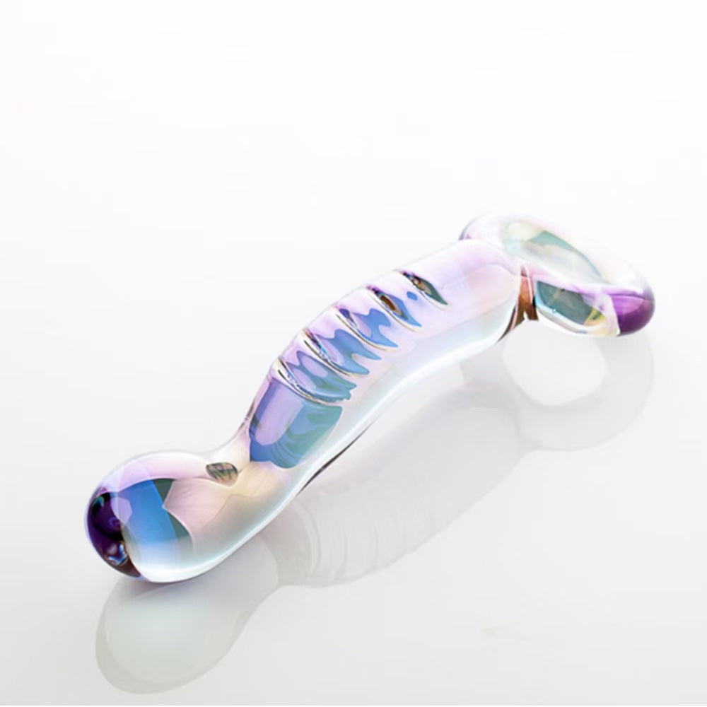 Purple G-spot Anal Curved Glass Butt Plug