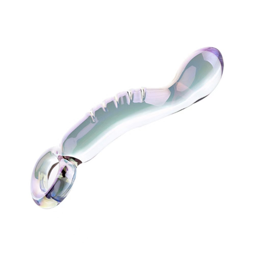 Purple g spot anal curved glass butt plug