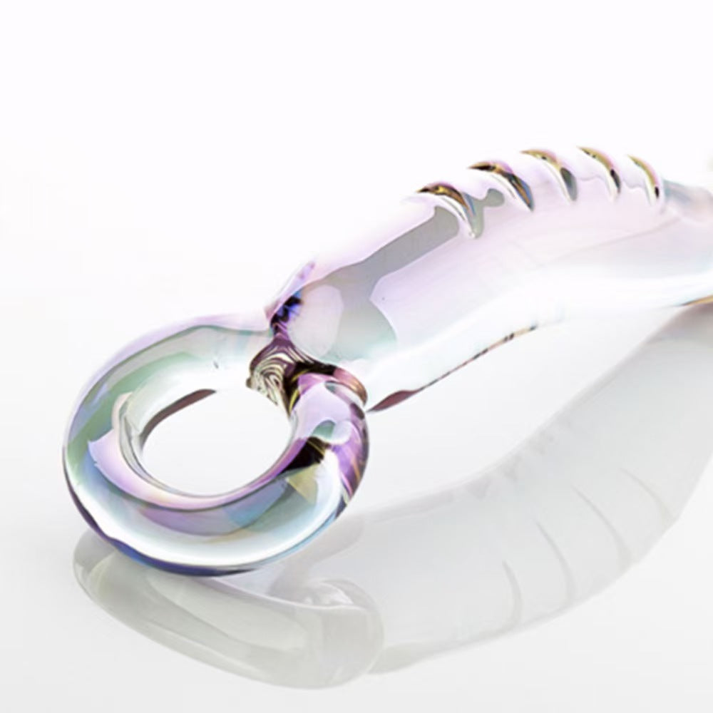 Purple g spot anal curved glass butt plug