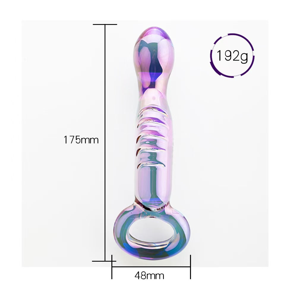 Purple G-spot Anal Curved Glass Butt Plug