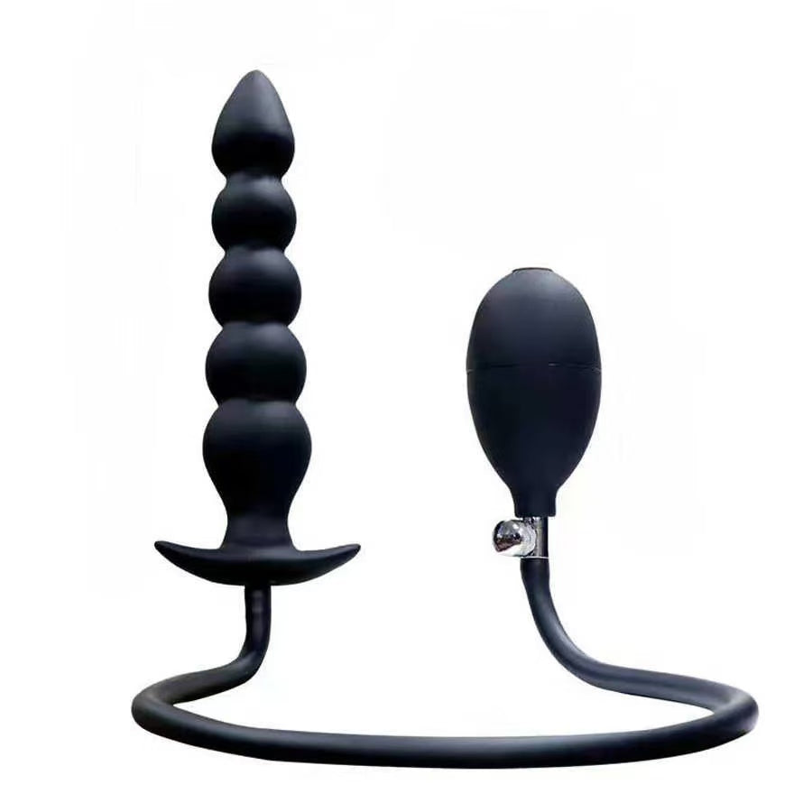 Inflatable anal beads big black butt plug