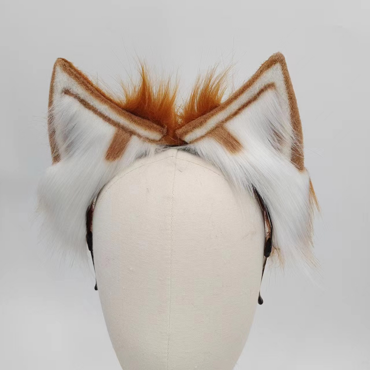 Brown metal fox furry tail butt plug