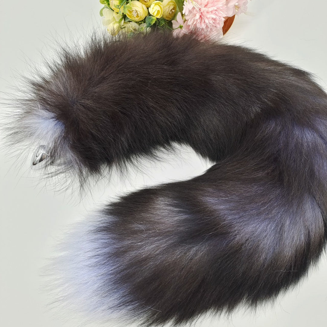 Silver Fox Plush Animal Tail Butt Plug