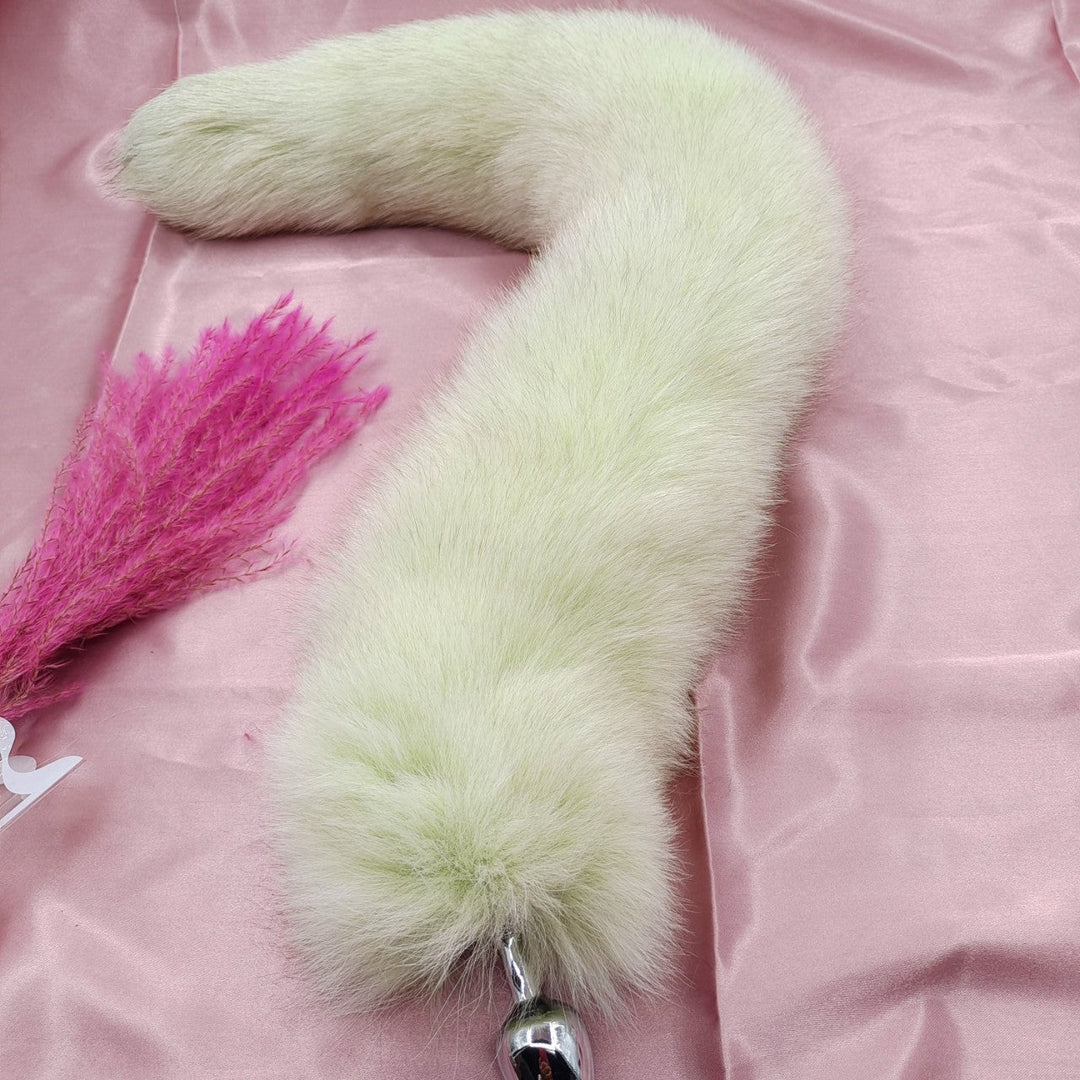 Green Fox Furry Tail Metal Butt Plug