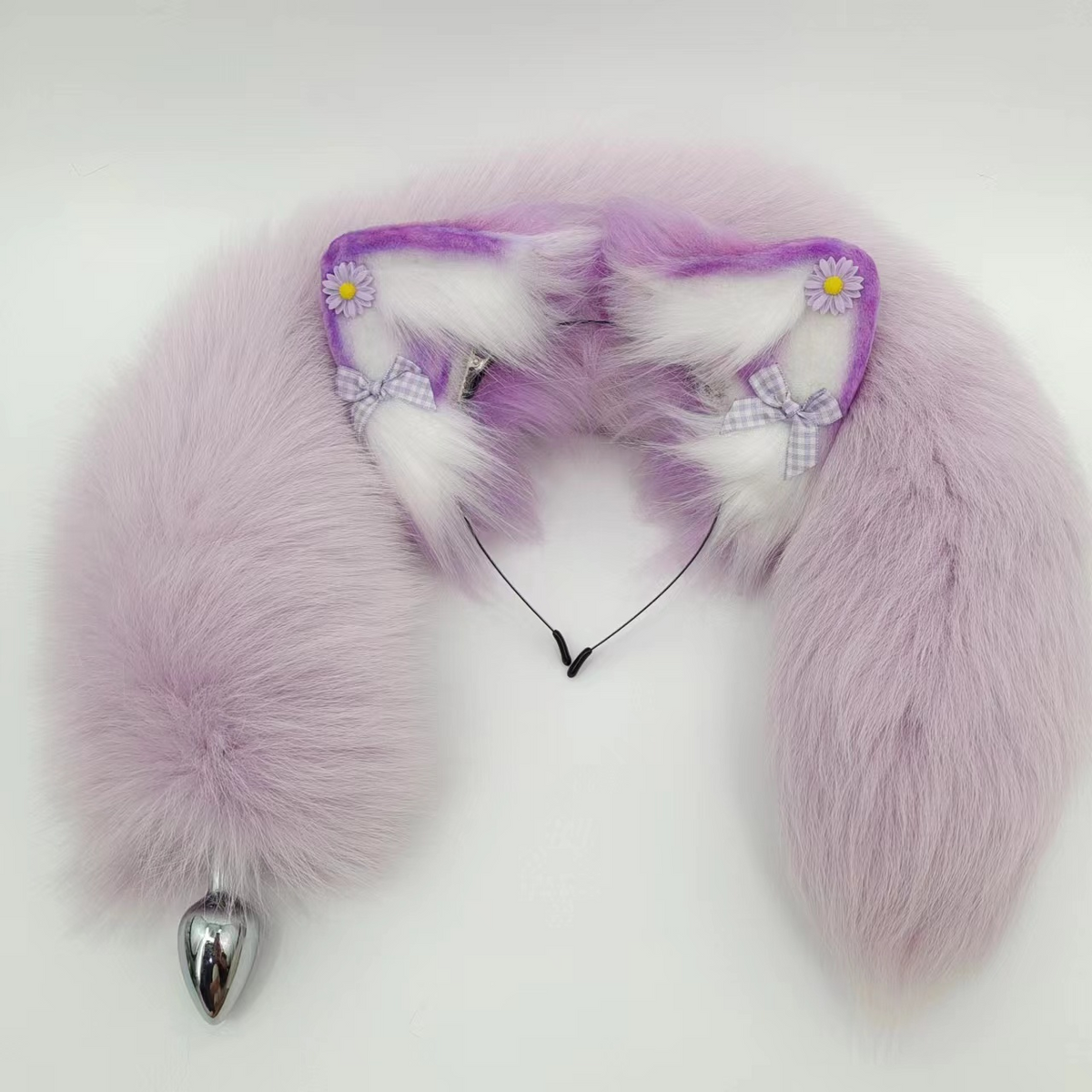Plush tail purple fox butt plug